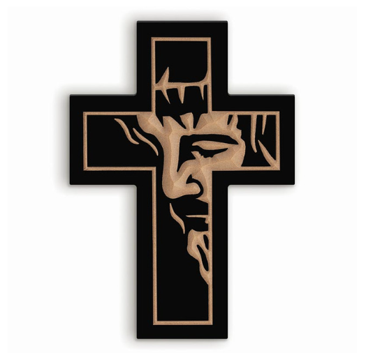8" Carved Cross Of Faith Collection - Jesus Black Small