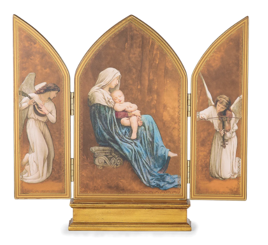 10" Graceful Ornate Madonna Triptych