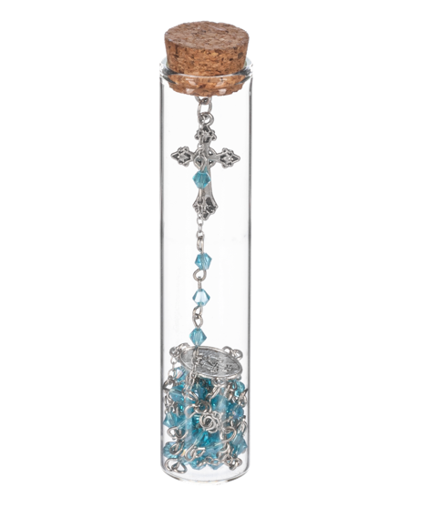 18" Mother Mary Rosary in Glass Tube
