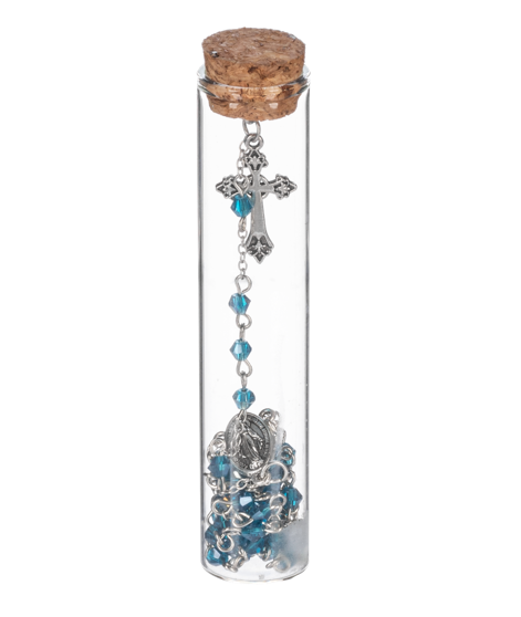 18" Mother Mary Rosary in Glass Tube