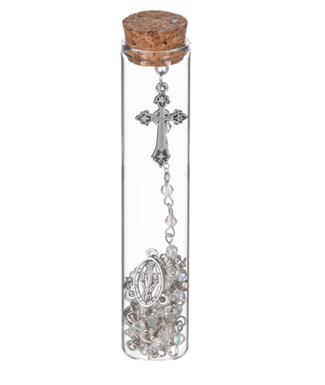 18" Mother Mary Rosary in Glass Tube