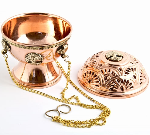 5.5" Tree of Life Tibetan Copper Hanging Censer Burner