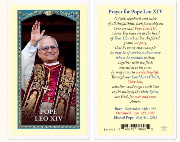 Pope Leo XIV Laminated Holy Card