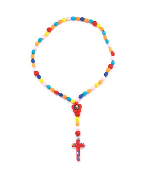 Primary Color Oval Wooden Bead Kiddie Rosary