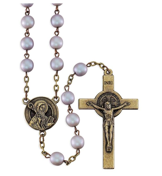7mm Madre Perla Frosted Czech Beads Rosary