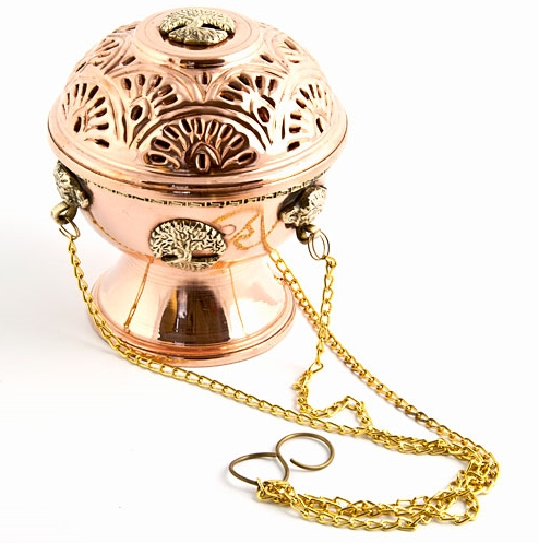 5.5" Tree of Life Tibetan Copper Hanging Censer Burner