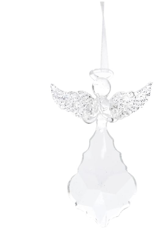 Glass Silver Angel Ornament