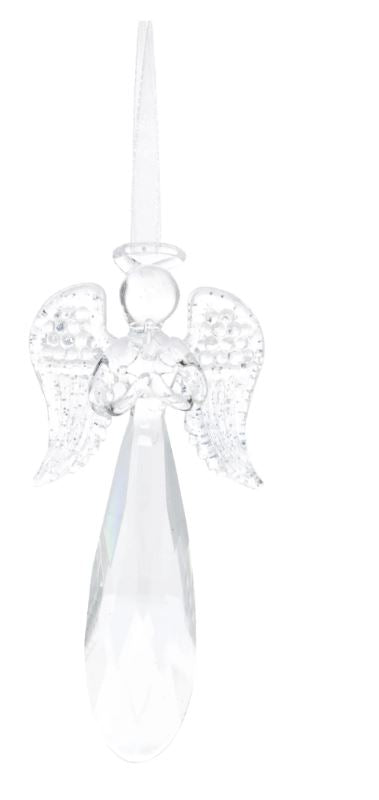 Glass Silver Angel Ornament