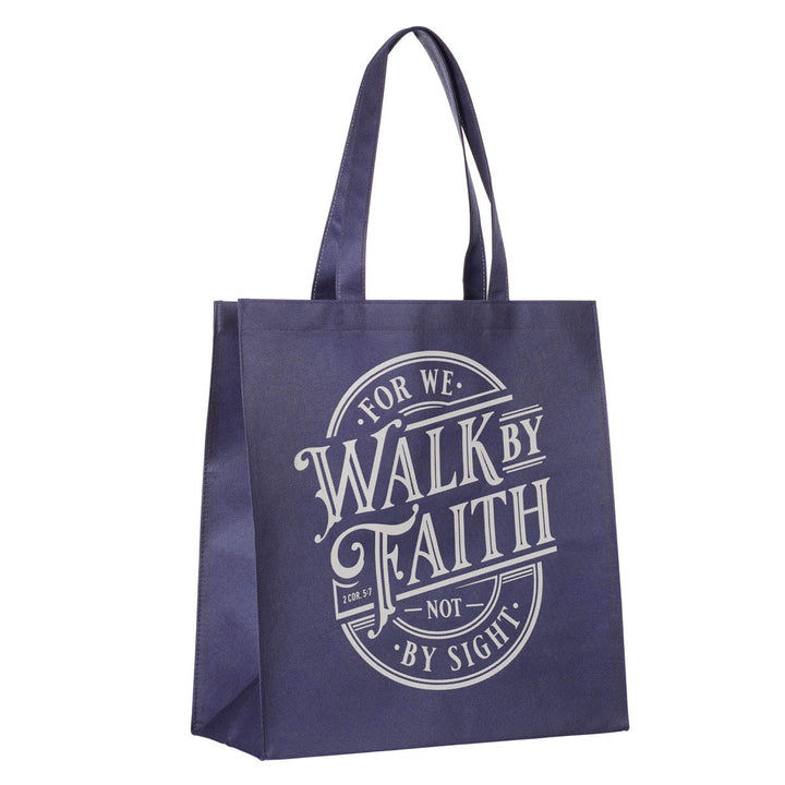 Walk By Faith Blue Reusable Non-woven Shopping Bag - 2 Corinthians 5:7