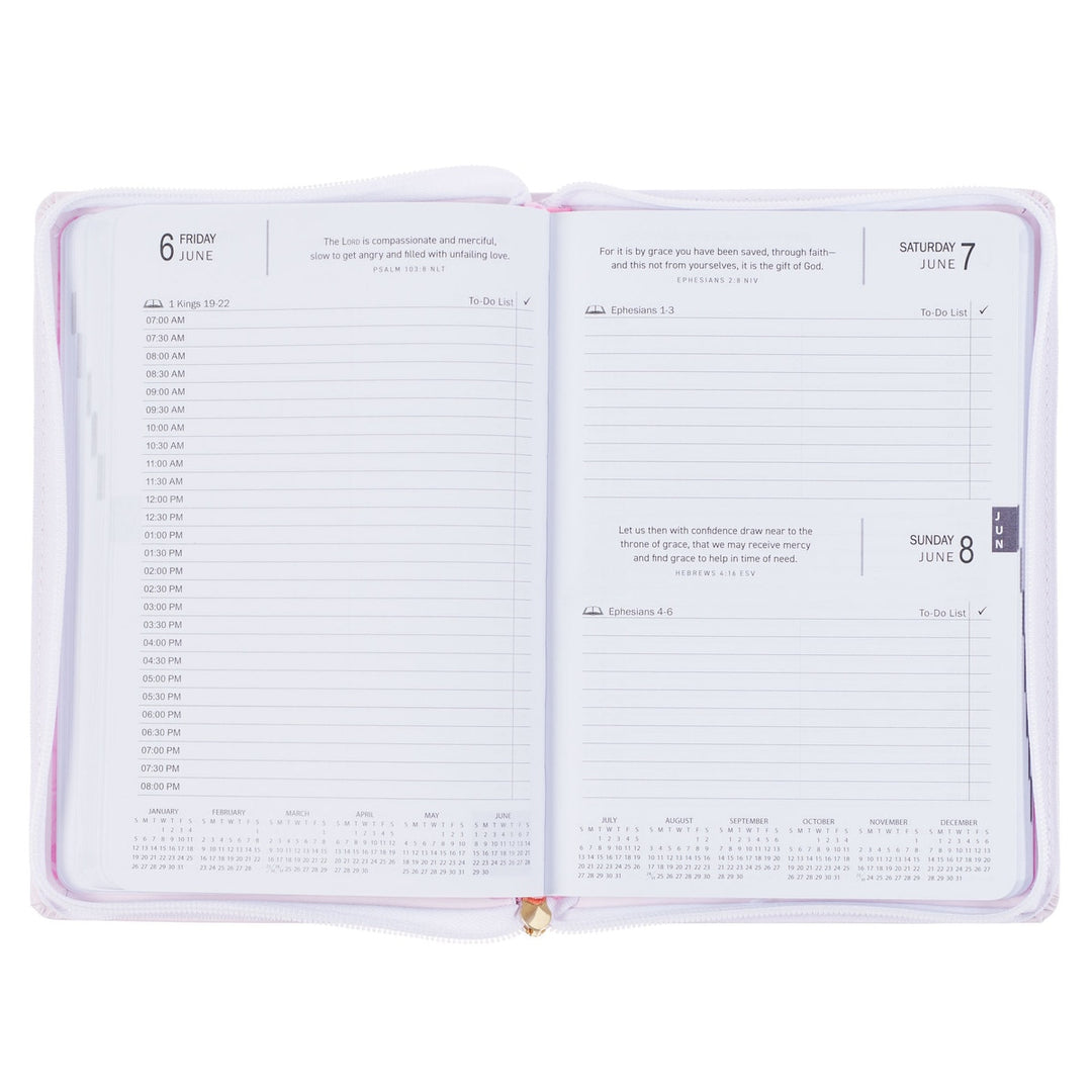 Trust in the Lord Blush Pink Faux Leather 2025 Executive Planner with Zipper Closure - Proverbs 3:5