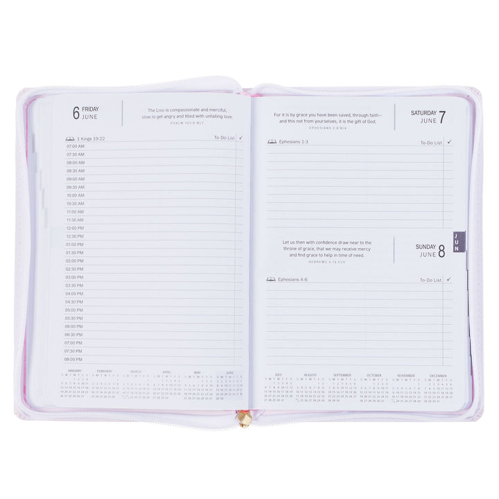 Trust in the Lord Blush Pink Faux Leather 2025 Executive Planner with Zipper Closure - Proverbs 3:5