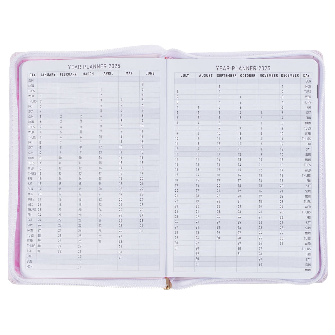 Trust in the Lord Blush Pink Faux Leather 2025 Executive Planner with Zipper Closure - Proverbs 3:5