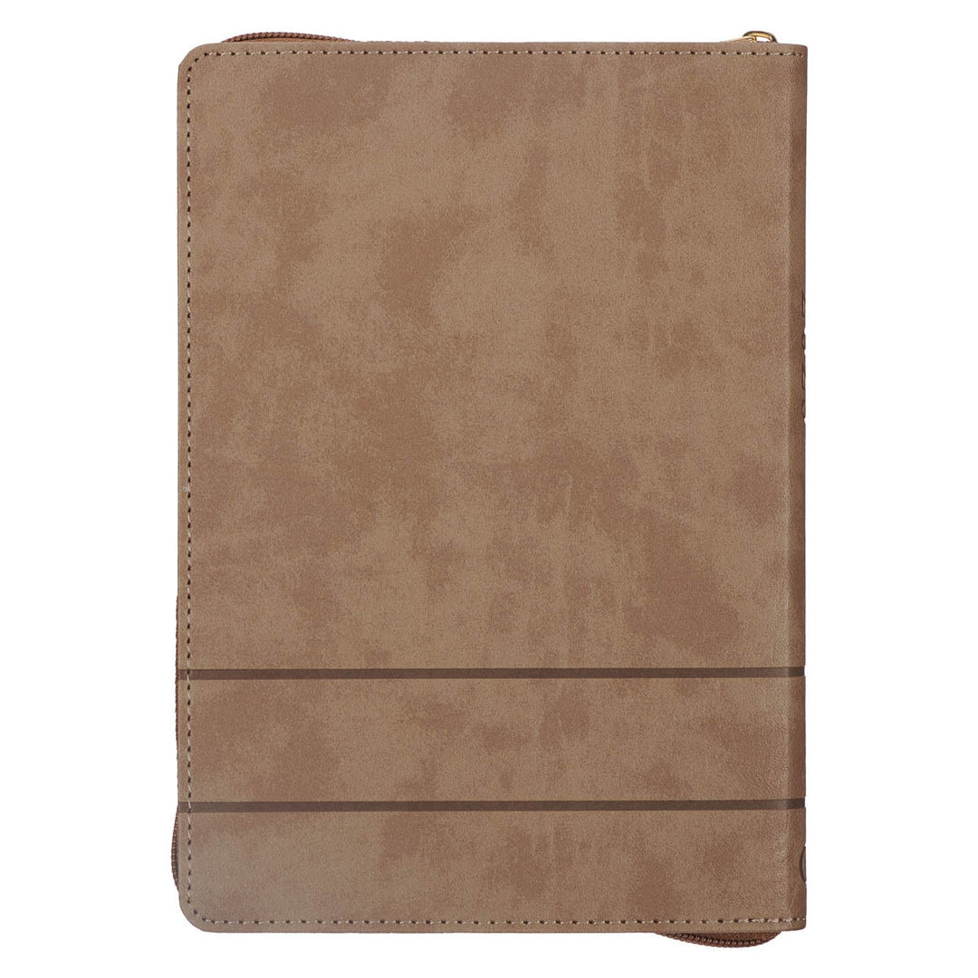 All Things Are Possible 2025 Tuscan Tan Faux Leather Executive Planner with Zipper Closure - Matthew 19:26