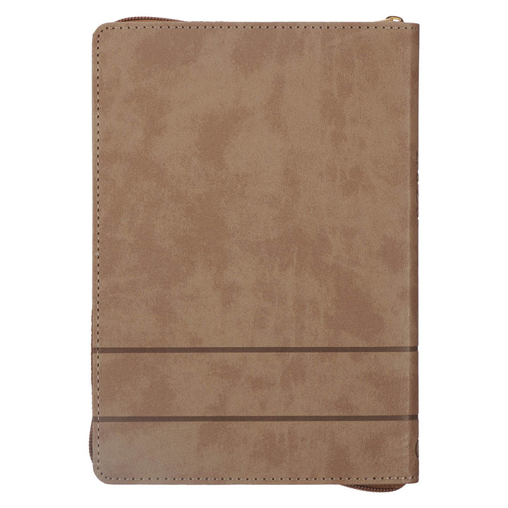 All Things Are Possible 2025 Tuscan Tan Faux Leather Executive Planner with Zipper Closure - Matthew 19:26