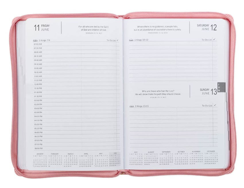 2027 Walk by Faith Pink Faux Leather Executive Planner with Zipper Closure - 2 Corinthians 5:7