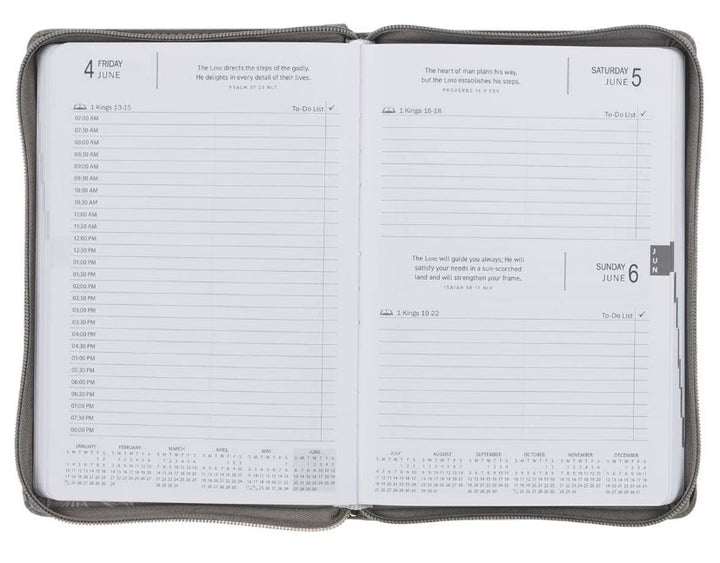 2027 Trust in the Lord Soft Gray Faux Leather Executive Planner with Zipper Closure - Proverbs 3:5