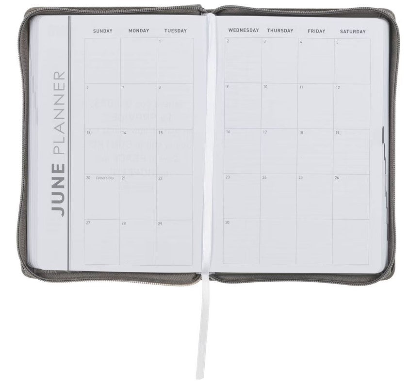 2027 Trust in the Lord Soft Gray Faux Leather Executive Planner with Zipper Closure - Proverbs 3:5