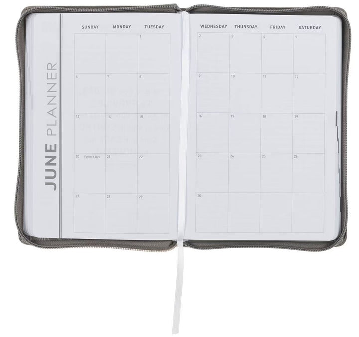 2027 Trust in the Lord Soft Gray Faux Leather Executive Planner with Zipper Closure - Proverbs 3:5