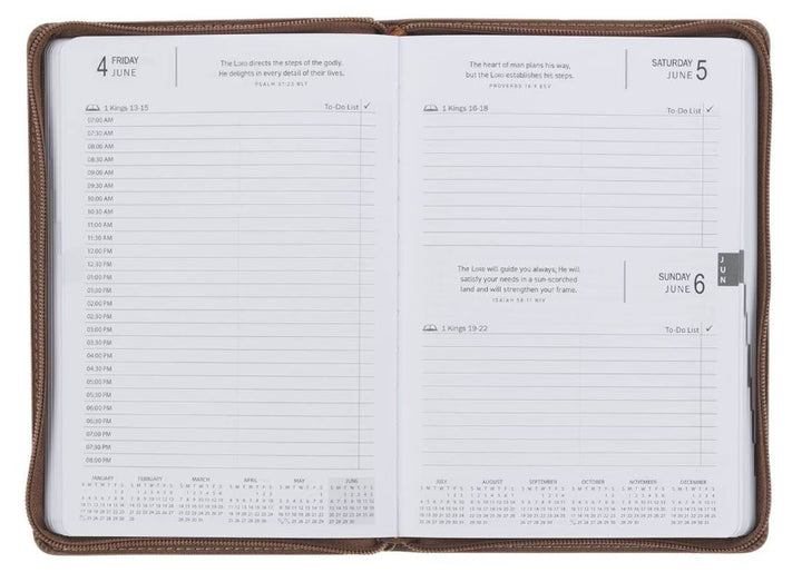 2027 I Can Do All This Truffle Brown Faux Leather Executive Planner with Zipper Closure - Philippians 4:13