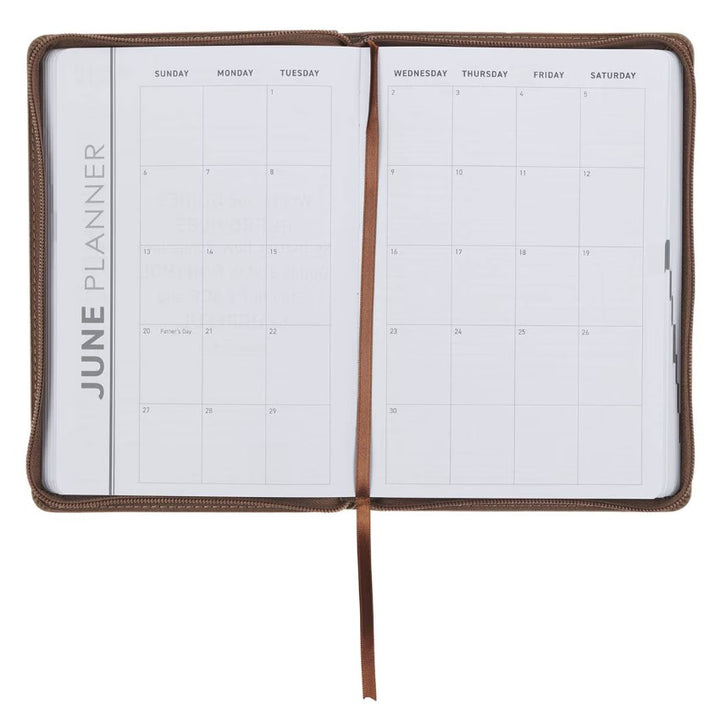 2027 I Can Do All This Truffle Brown Faux Leather Executive Planner with Zipper Closure - Philippians 4:13