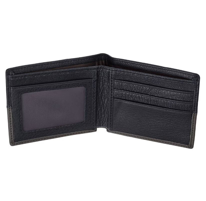 Walk by Faith Black and Gray Full Grain Leather Wallet - 2 Corinthians 5:7