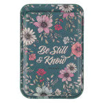 Be Still Teal Botanical Phone Wallet - Psalm 46:10