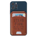 Stand Firm Honey-brown Faux Leather Phone Wallet with Stand - 1 Corinthians 16:13