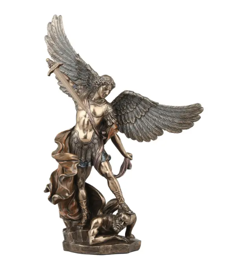 14.5" St. Michael Tramples Demon Bronze Statue