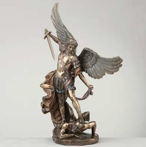 14.5" St. Michael Tramples Demon Bronze Statue