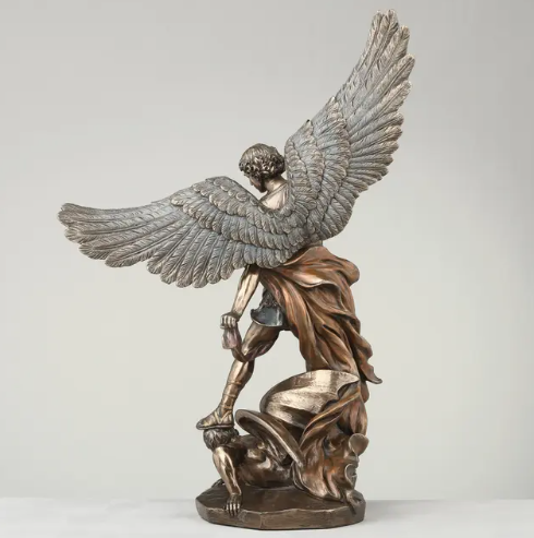 14.5" St. Michael Tramples Demon Bronze Statue