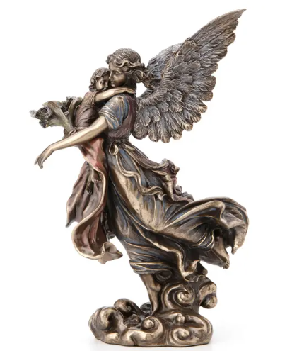 11.25" Guardian Angel Holding Child Bronze Statue
