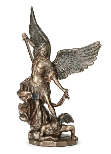 7.75" St. Michael Standing Over Demon Statue