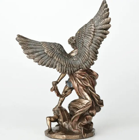 7.75" St. Michael Standing Over Demon Statue