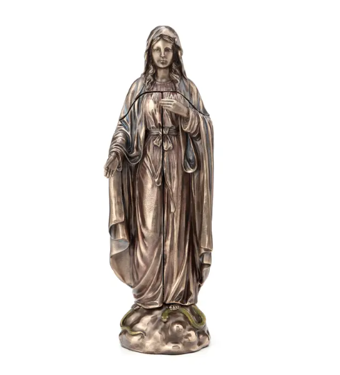 11.25" Our Lady of Grace Annunciation Bronze Triptych Statue
