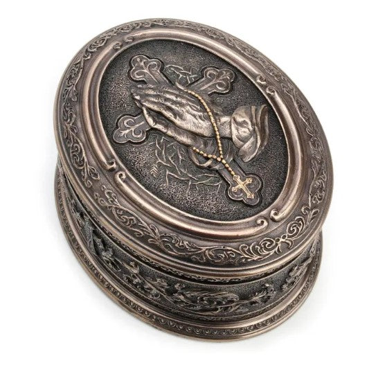 Praying Hand Oval Shape Trinket Box