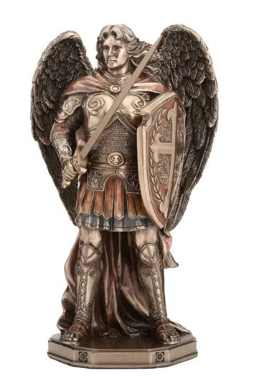 8" Archangel Saint Michael Wielding Sword and Shield Statue
