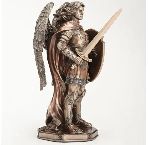 8" Archangel Saint Michael Wielding Sword and Shield Statue