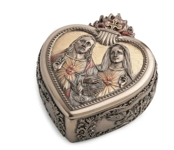 Devotion To The Two Hearts Heart Shaped Trinket Box