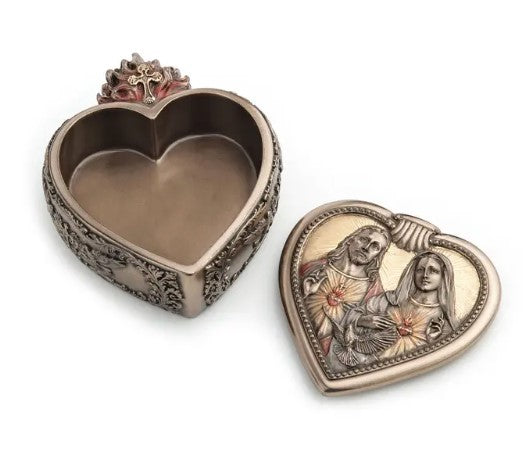 Devotion To The Two Hearts Heart Shaped Trinket Box
