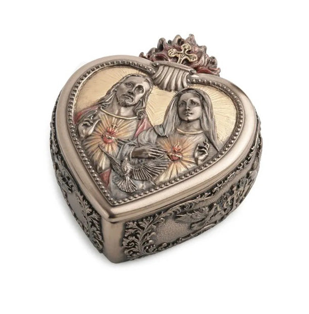 4" Twin Hearts Bronze Trinket Box