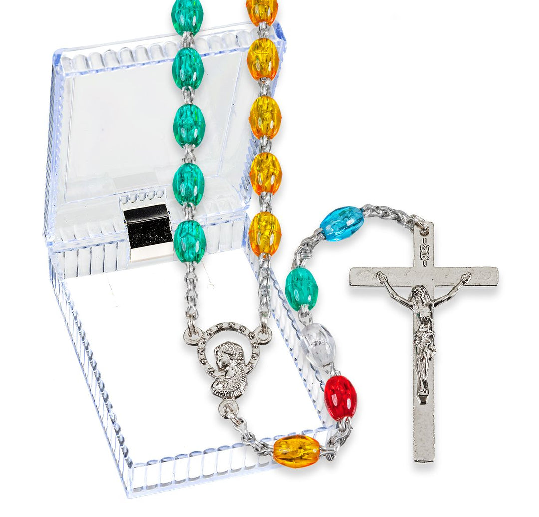 6MM Oval Multicolor Bead Mission Rosary