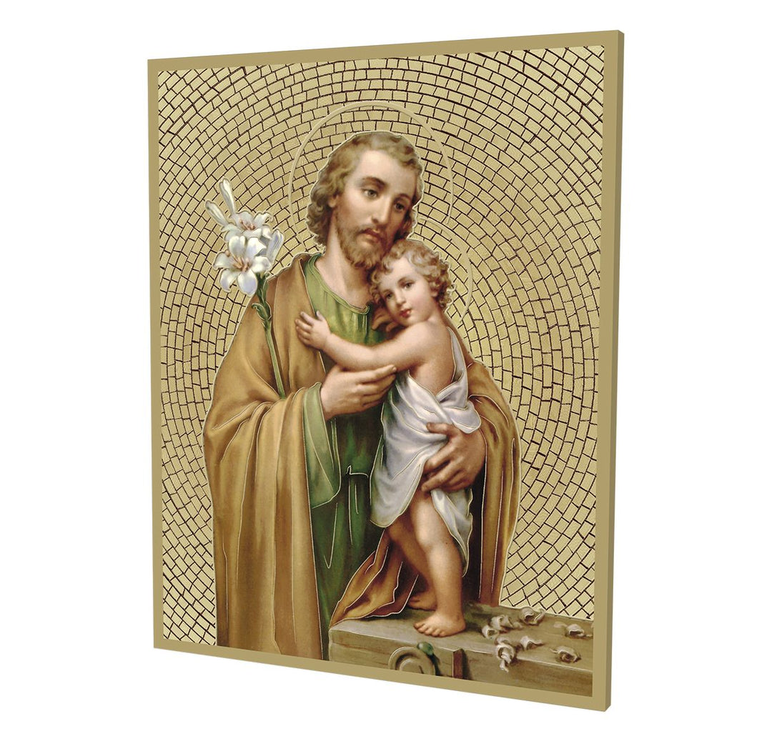 Gold Foil Mosaic Plaque of Saint Joseph