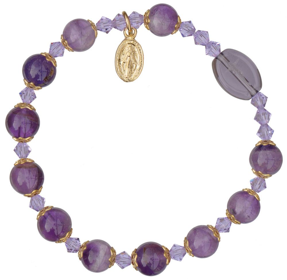 8mm Genuine Amethyst Rosary Bracelet