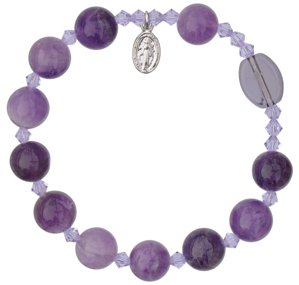 10mm Genuine Amethyst Rosary Bracelet