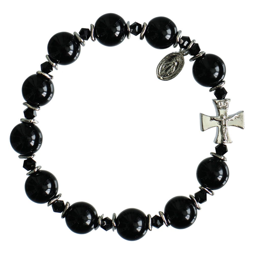 10mm Genuine Black Onyx Rosary Bracelet