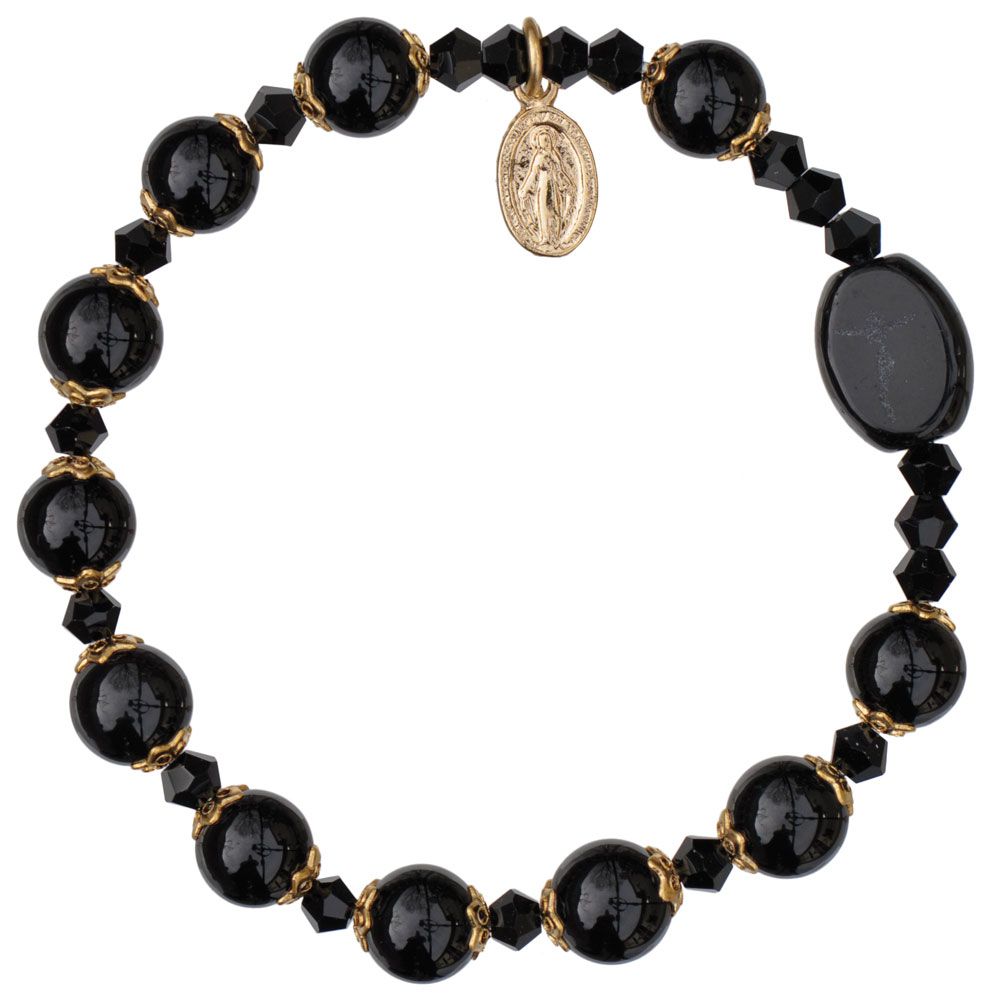 8mm Genuine Black Onyx Rosary Bracelet