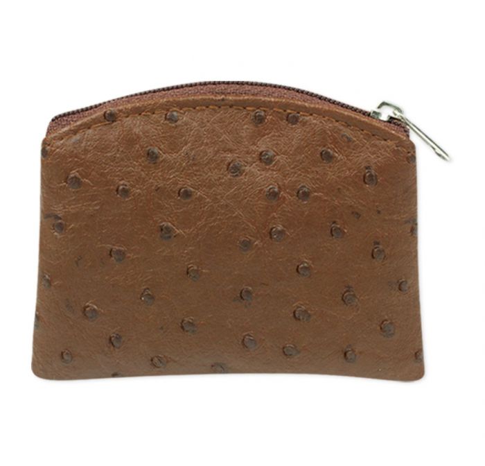 Brown Ostrich Skin Pattern Rosary Case with Satin Lining