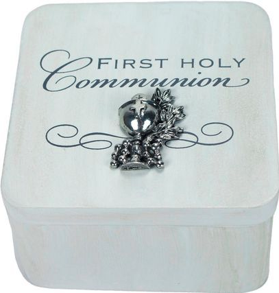 First Communion White Trinket Box