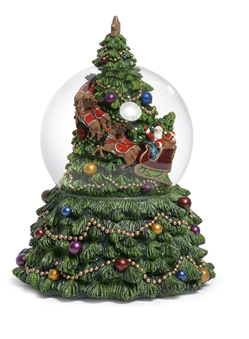 7.5" Musical Christmas Tree Snow Globe with Rotating Sleigh - O Christmas Tree