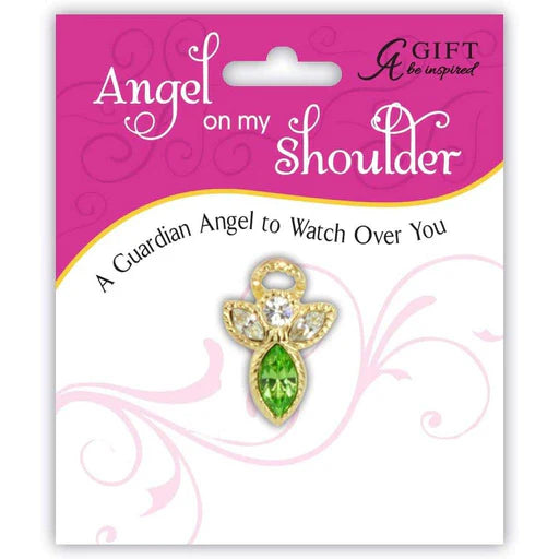 Angel on My Shoulder Birthstone Pin